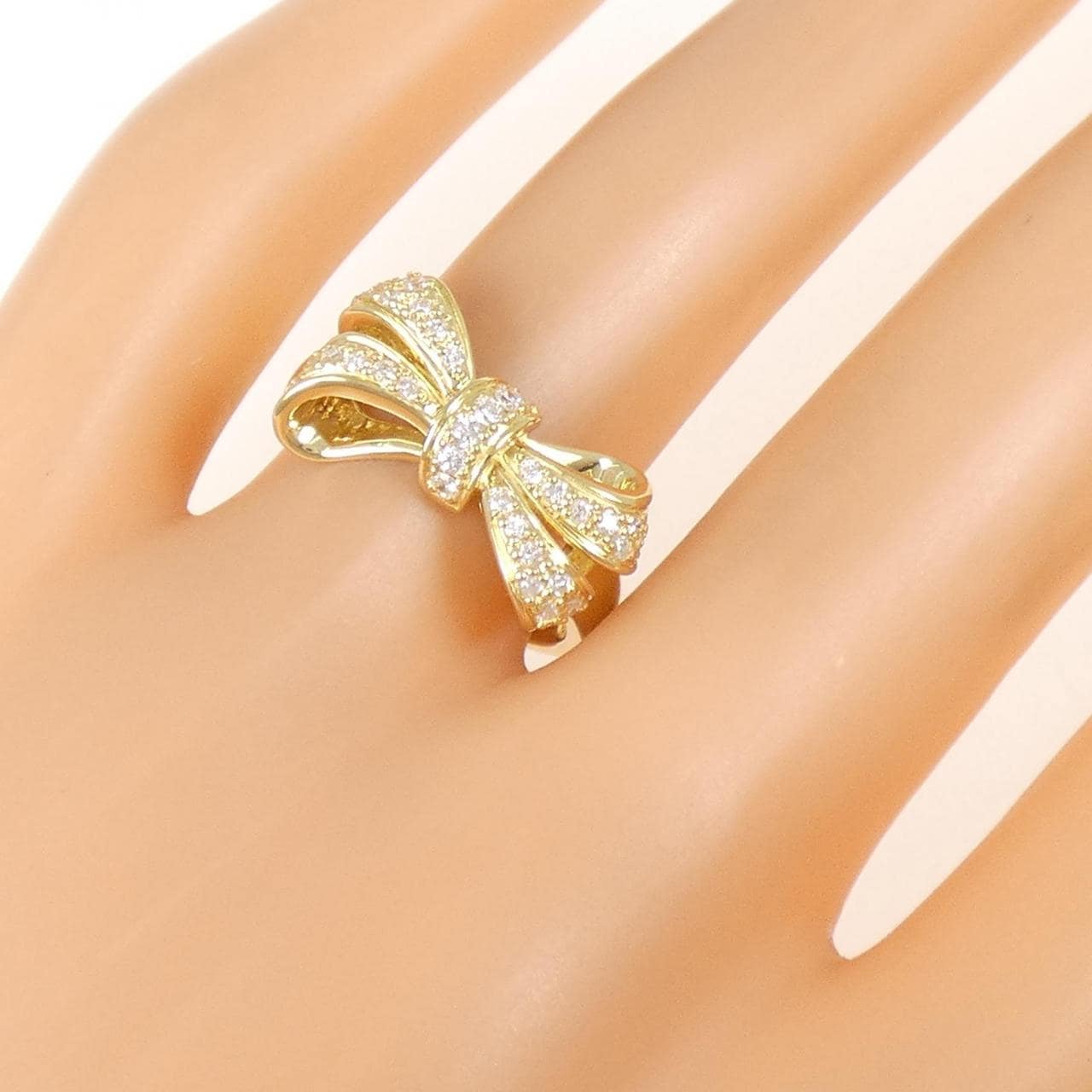 K18YG リボン ダイヤモンド リング 0.23CT