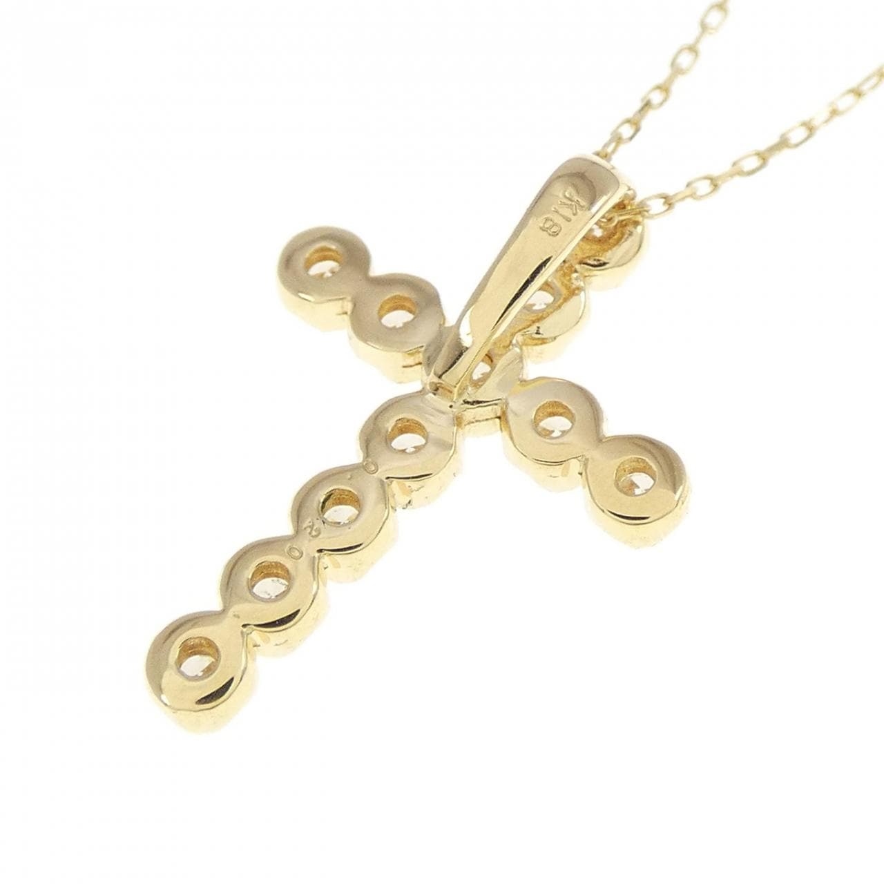 K18YG クロス ダイヤモンド ネックレス 0.20CT