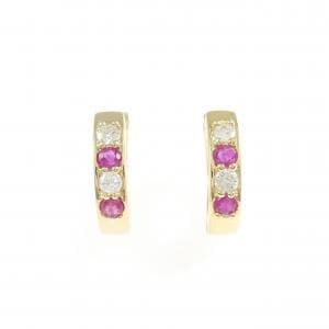 K18YG ルビー フープ ピアス