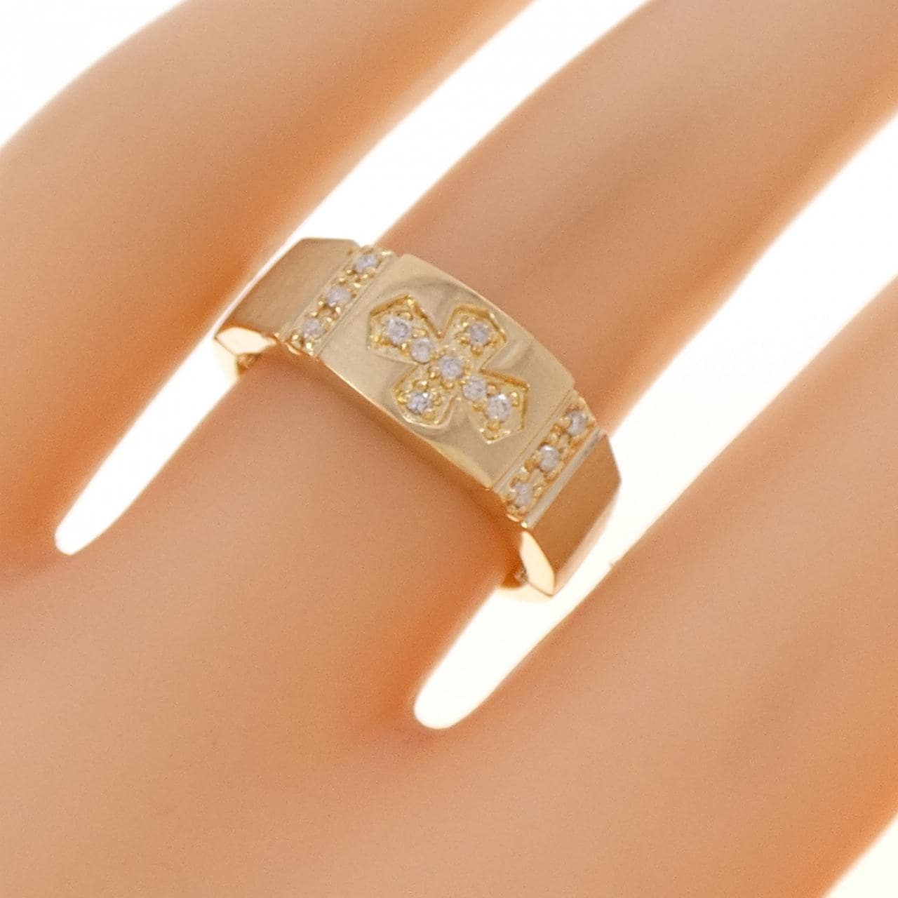 K18YG クロス ダイヤモンド リング 0.08CT