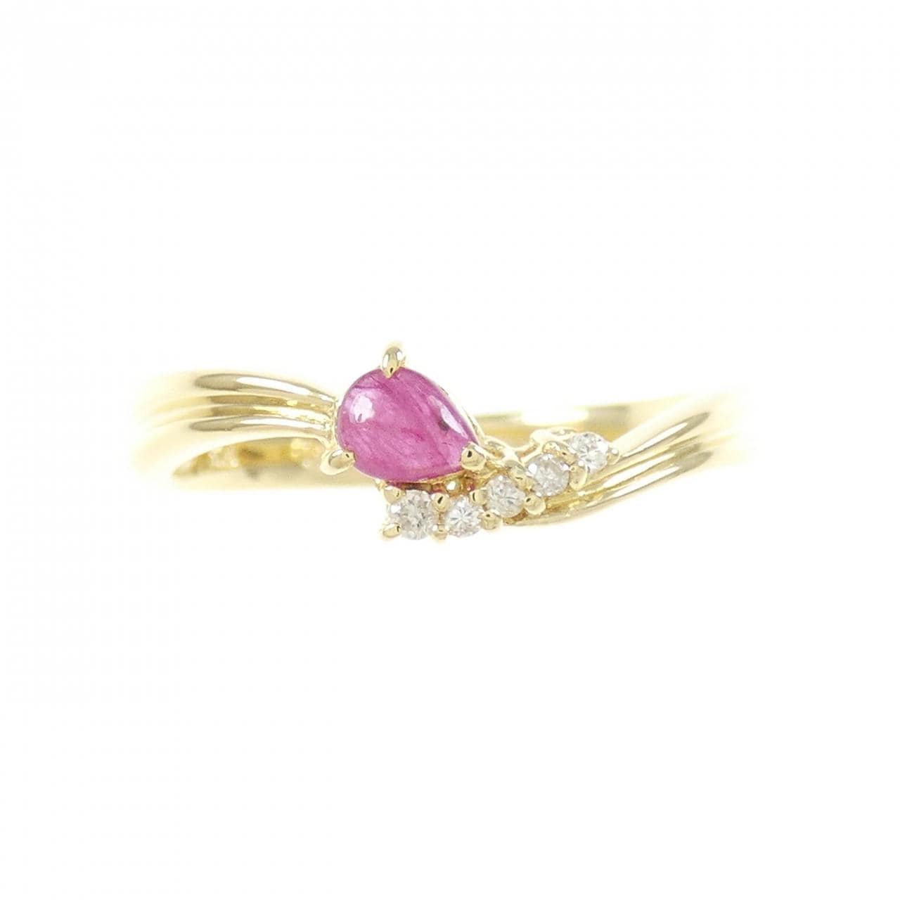 K18YG ルビー リング 0.22CT