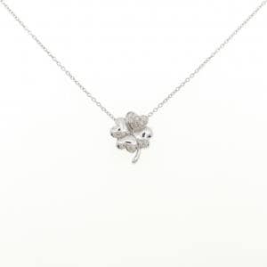 K18WG クローバー ダイヤモンド ネックレス 0.06CT