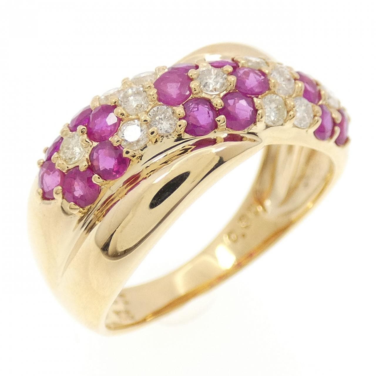 K18YG Flower Ruby Ring 1.00CT