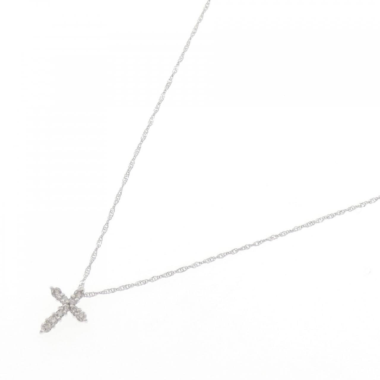 K18WG クロス ダイヤモンド ネックレス 0.15CT