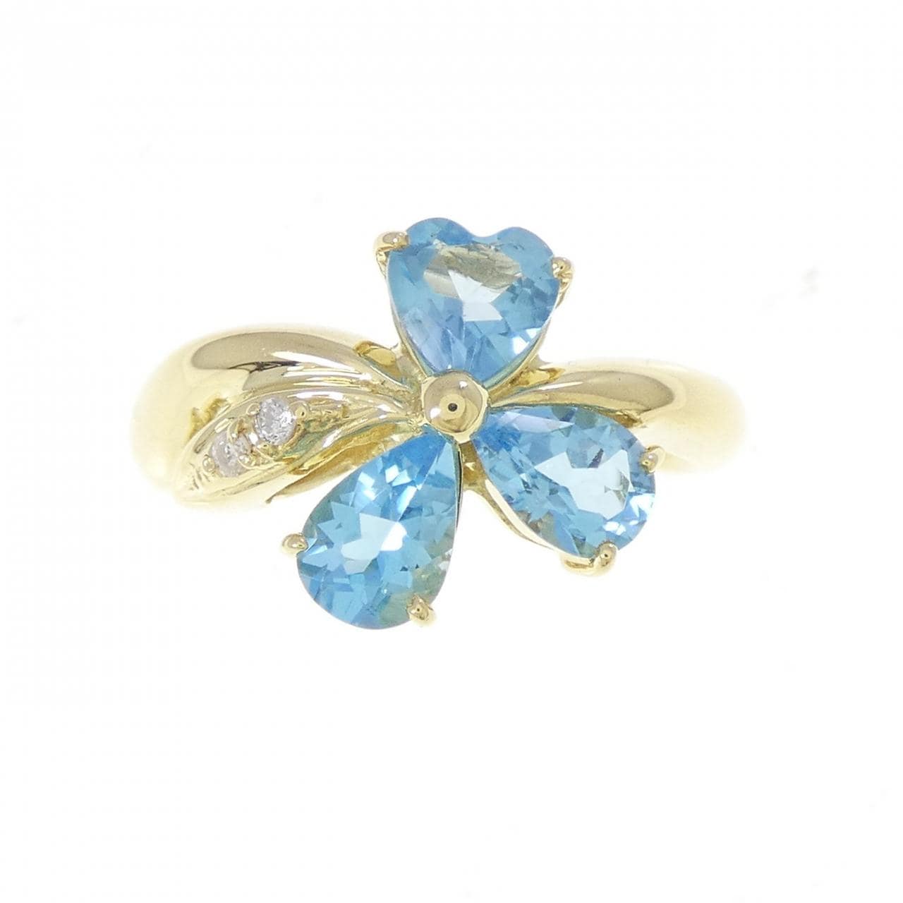 K18YG ハート ブルートパーズ リング