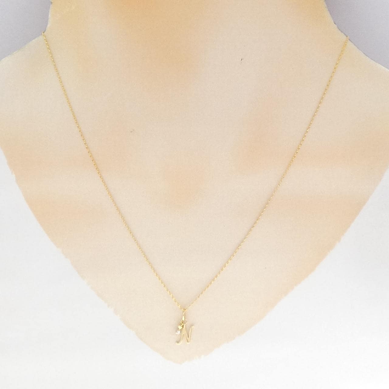 K18YG イニシャルN ダイヤモンド ネックレス