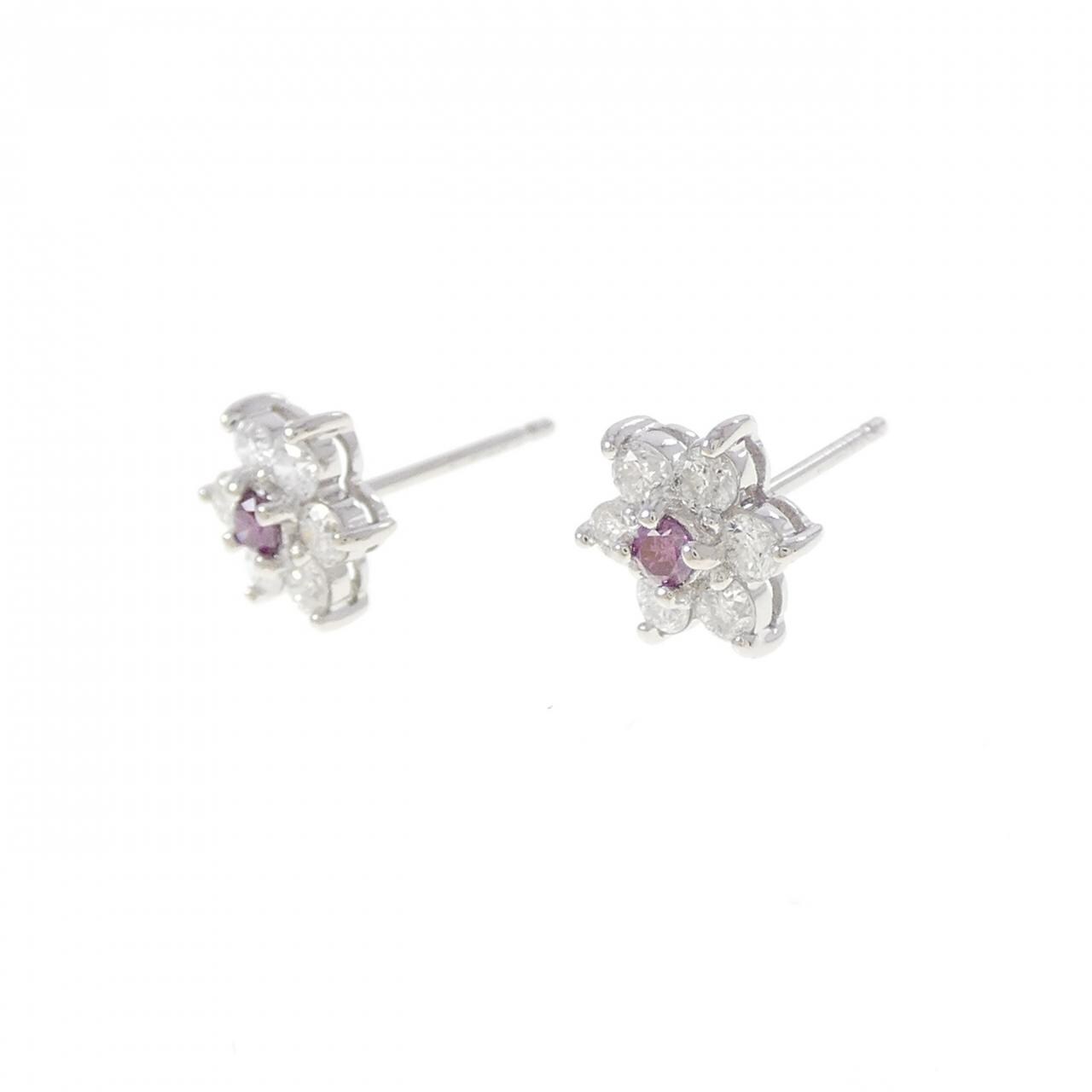 PT/PT900 フラワー ダイヤモンド ピアス 0.50CT