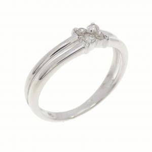 K18WG フラワー ダイヤモンド リング 0.08CT