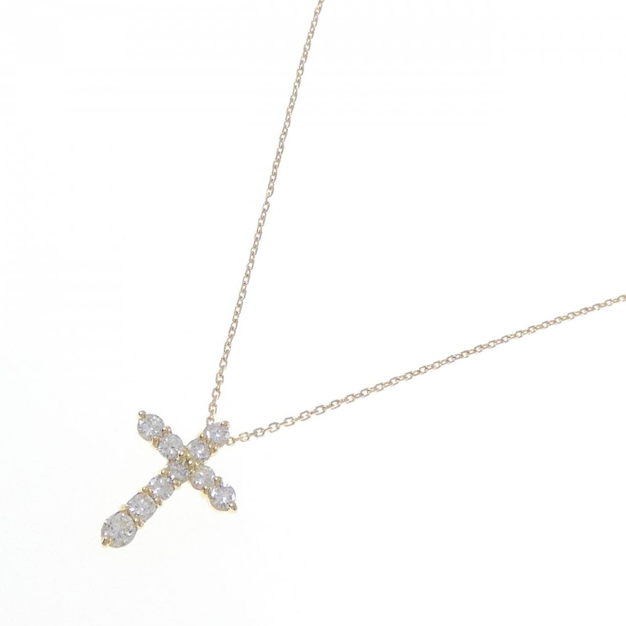 K18YG クロス ダイヤモンド ネックレス 1.02CT