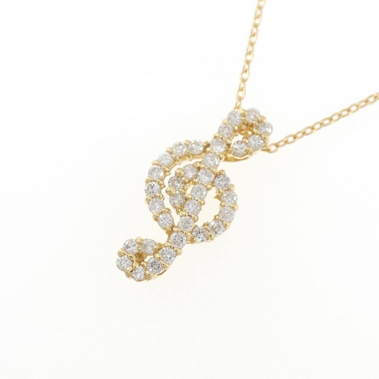 K18YG ト音記号 ダイヤモンド ネックレス 0.30CT
