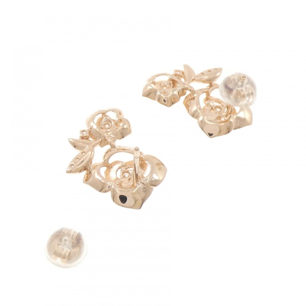 K18PG ローズ ダイヤモンド ピアス 0.10CT