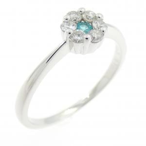 K18WG フラワー トルマリン リング 0.03CT