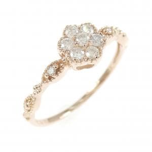 K10PG フラワー ダイヤモンド リング 0.17CT