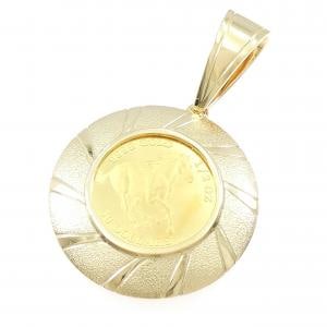 K18YG (框) 硬币吊坠