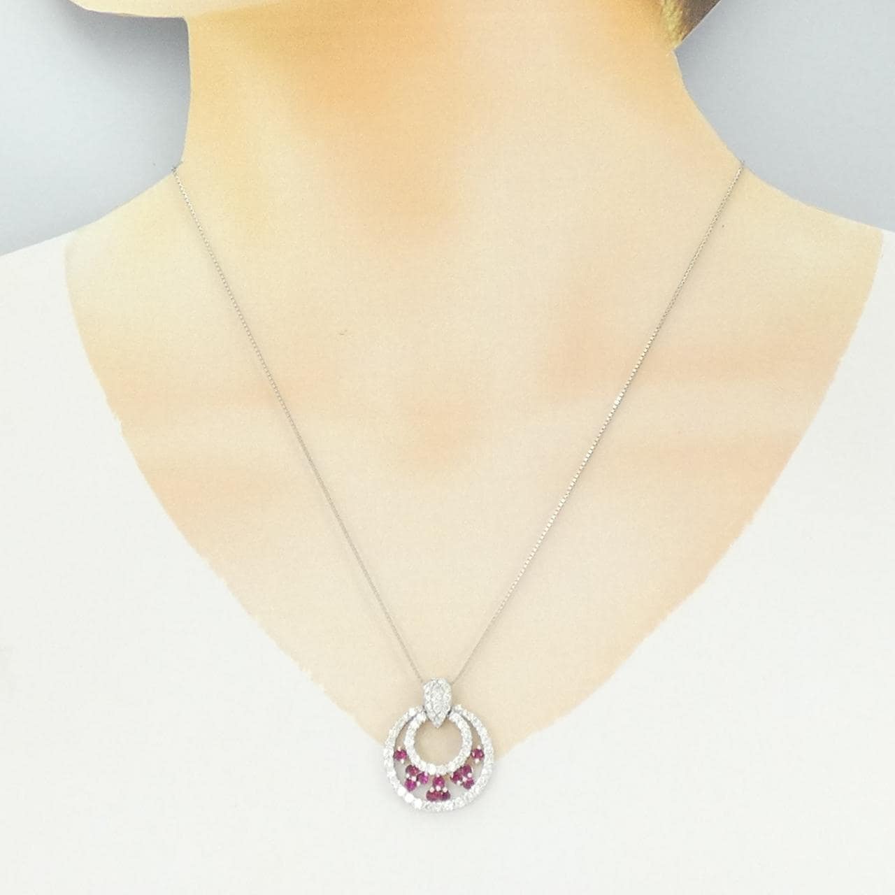 PT900/PT850 ルビー ネックレス 0.67CT