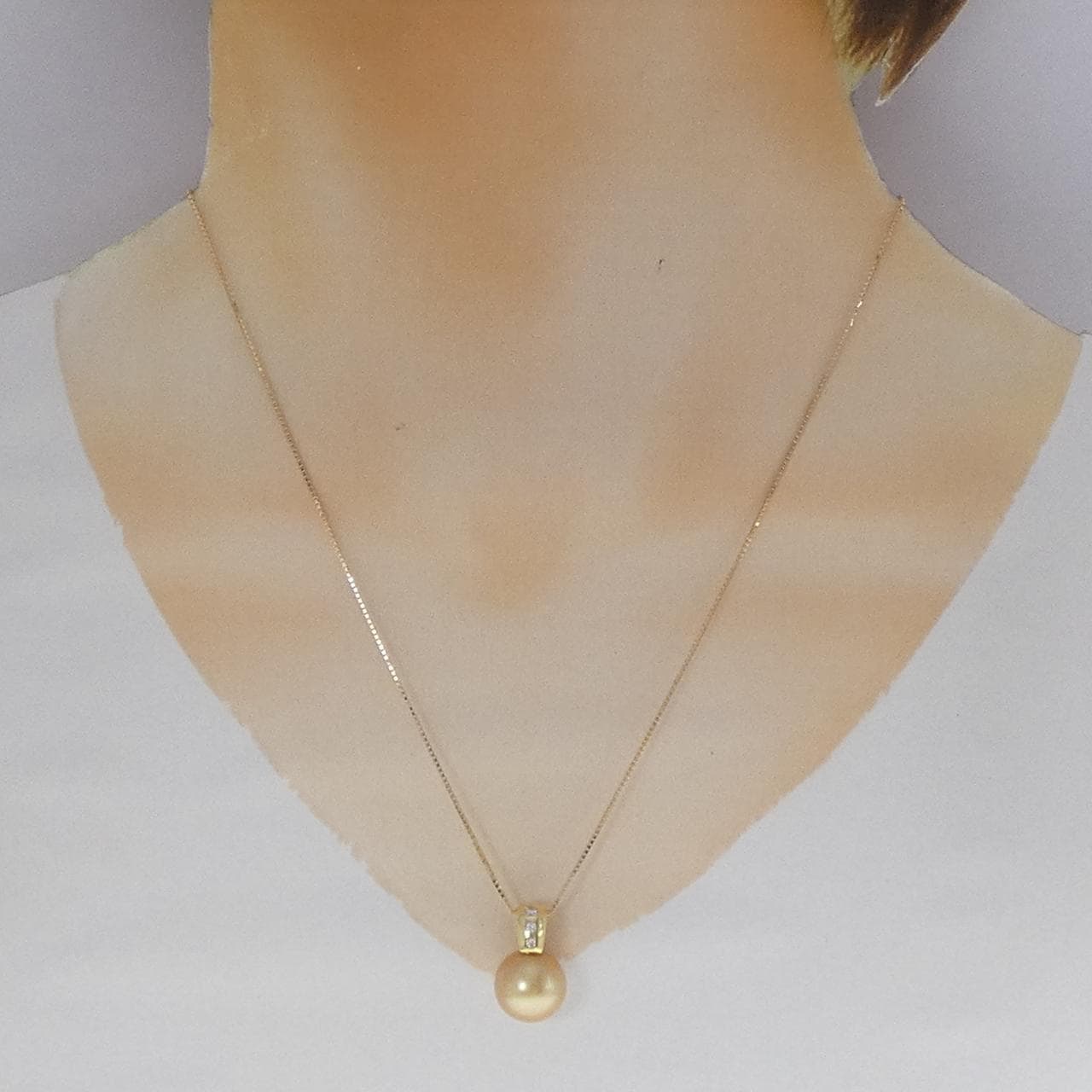 K18YG 白蝶パール ネックレス 11.6mm