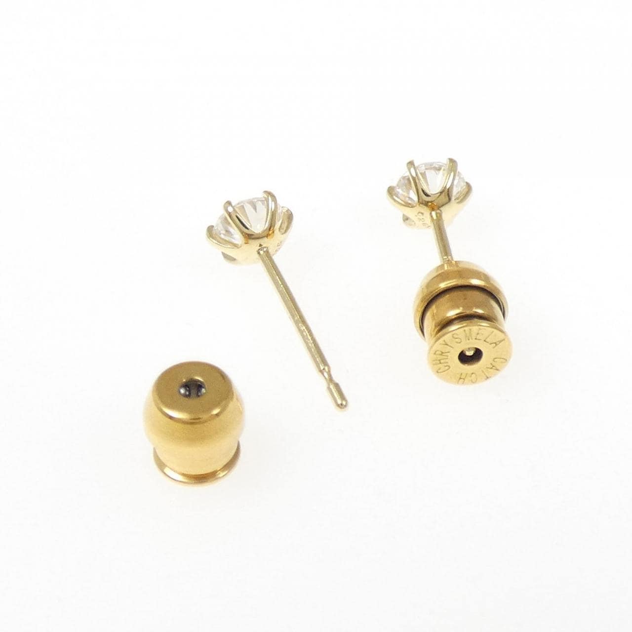 【リメイク】K18YG/ST ダイヤモンド ピアス 0.255CT 0.260CT F SI1-2 VG-Good