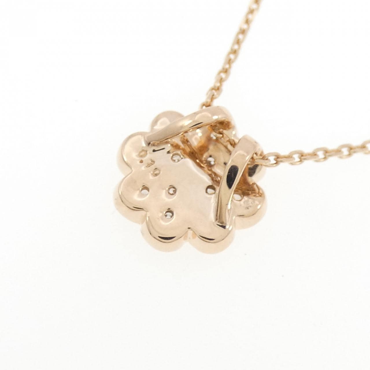 K10PG クローバー ダイヤモンド ネックレス 0.10CT