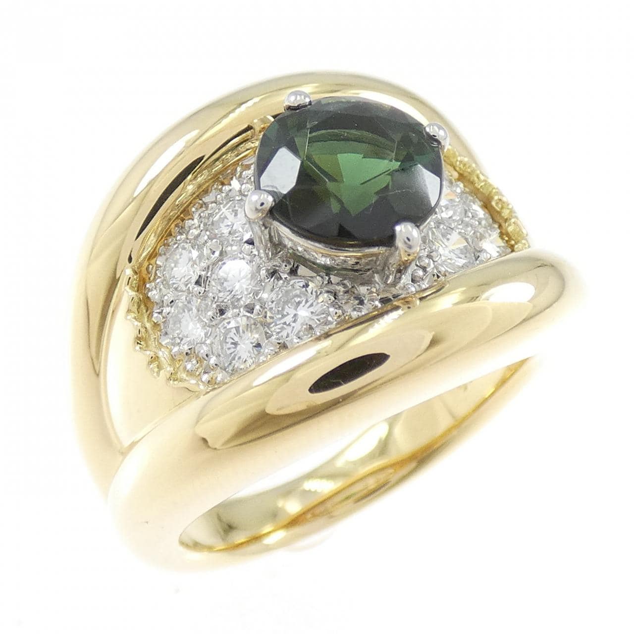 K18YG/PT900 トルマリン リング