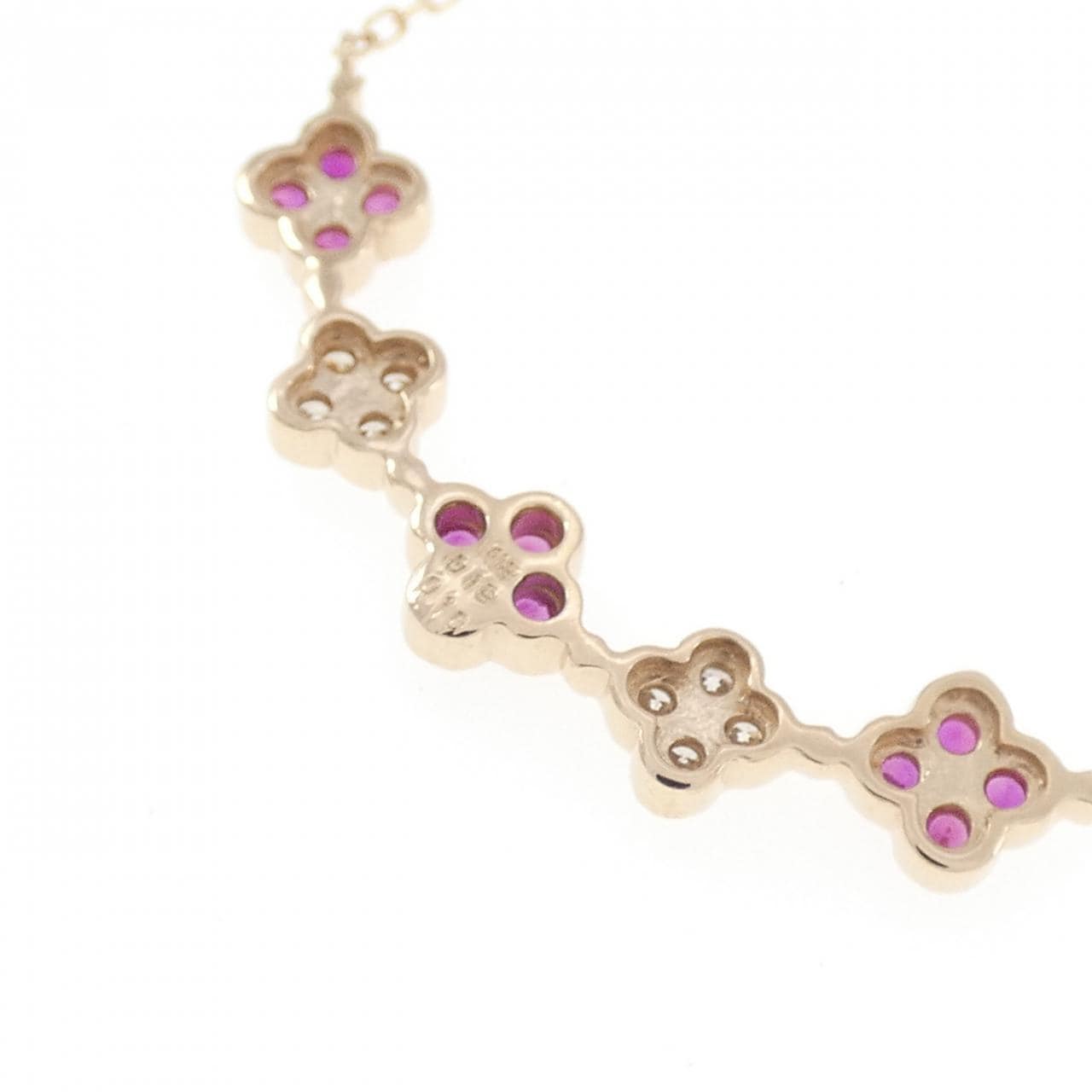 K18PG フラワー ルビー ネックレス 0.19CT