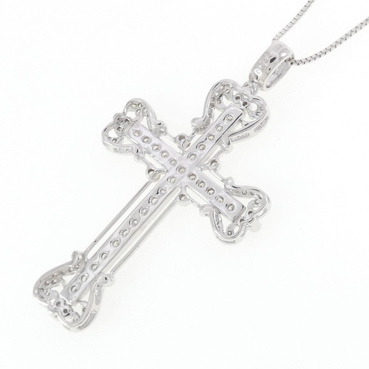 18KWG/K18WG クロス ダイヤモンド ネックレス 0.65CT