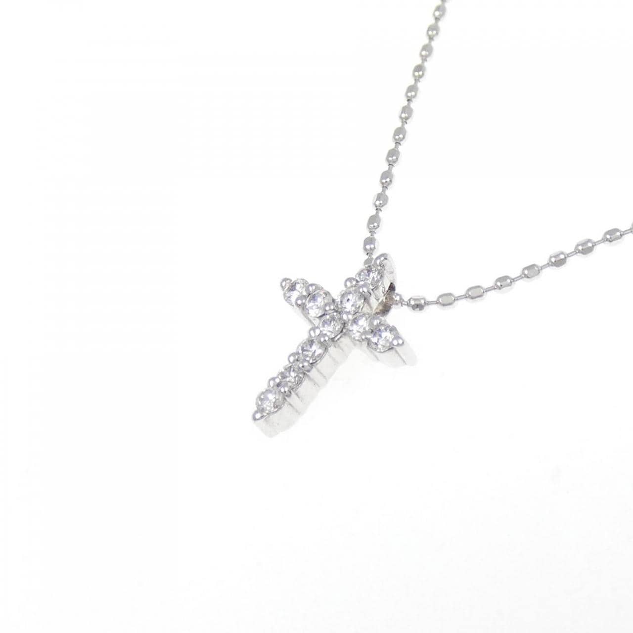 K18WG クロス ダイヤモンド ネックレス 0.10CT