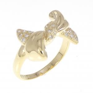 K18YG リボン ダイヤモンド リング 0.15CT