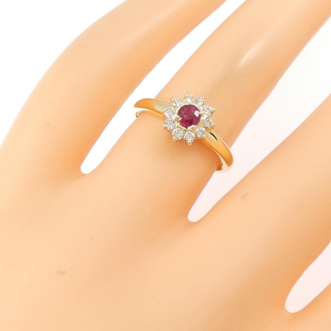 K18YG ルビー リング 0.19CT