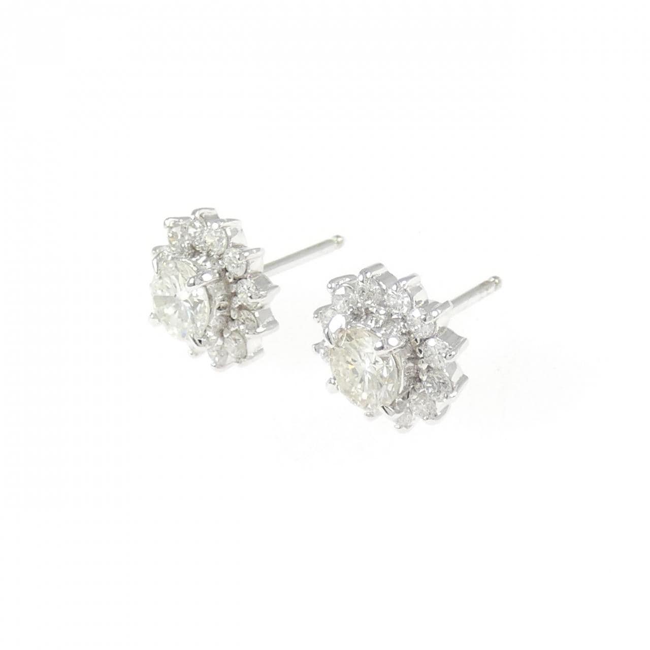 PT900 フラワー ダイヤモンド ピアス 0.78CT