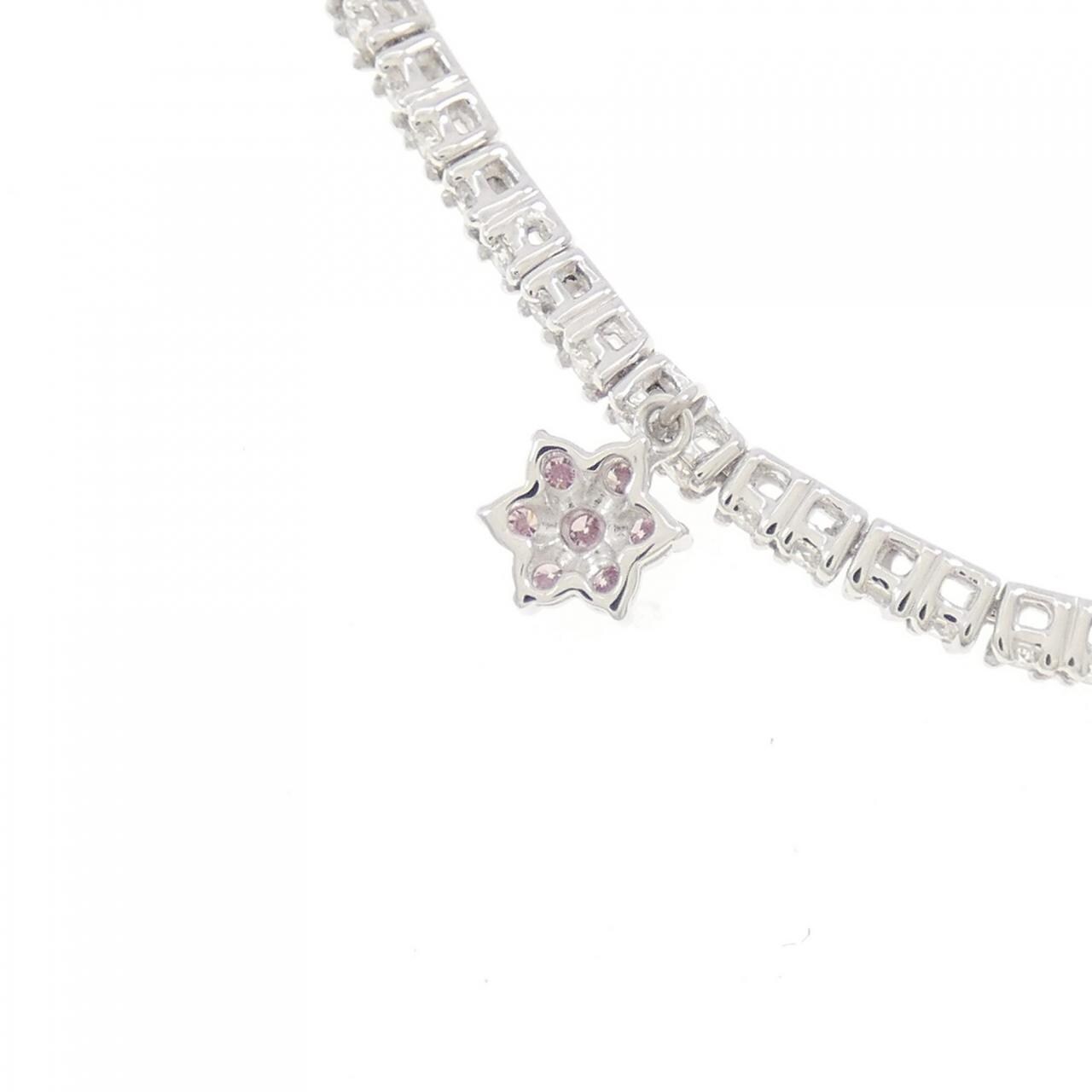 K18WG フラワー ピンクダイヤモンド ネックレス 0.34CT