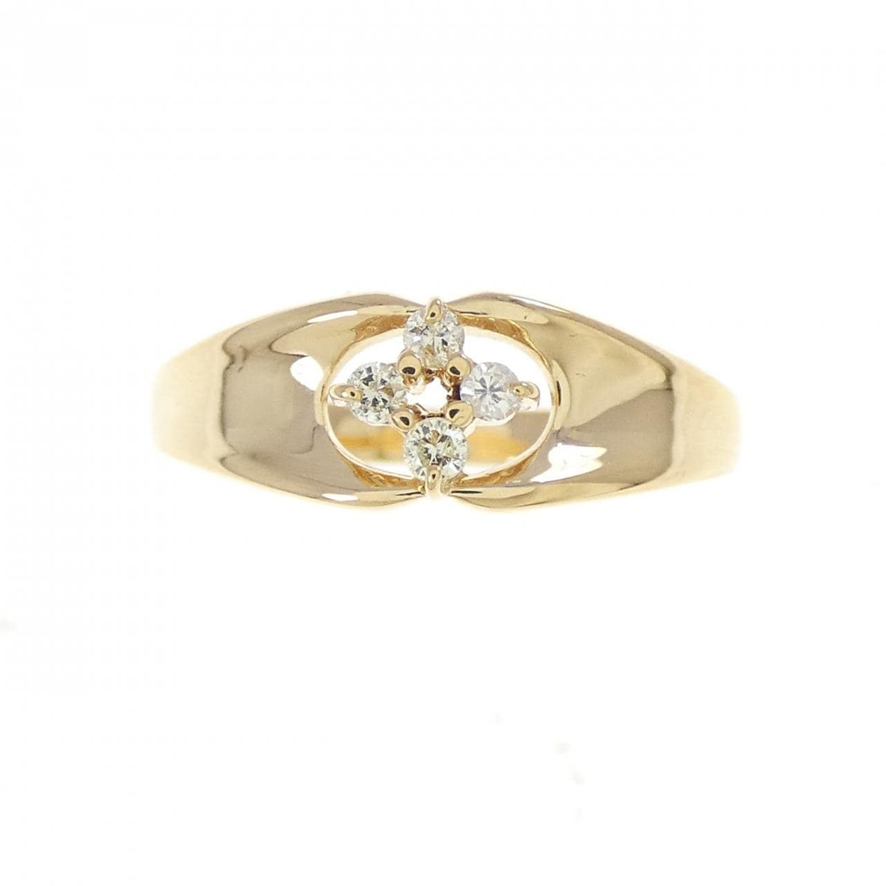 K18YG フラワー ダイヤモンド リング 0.07CT
