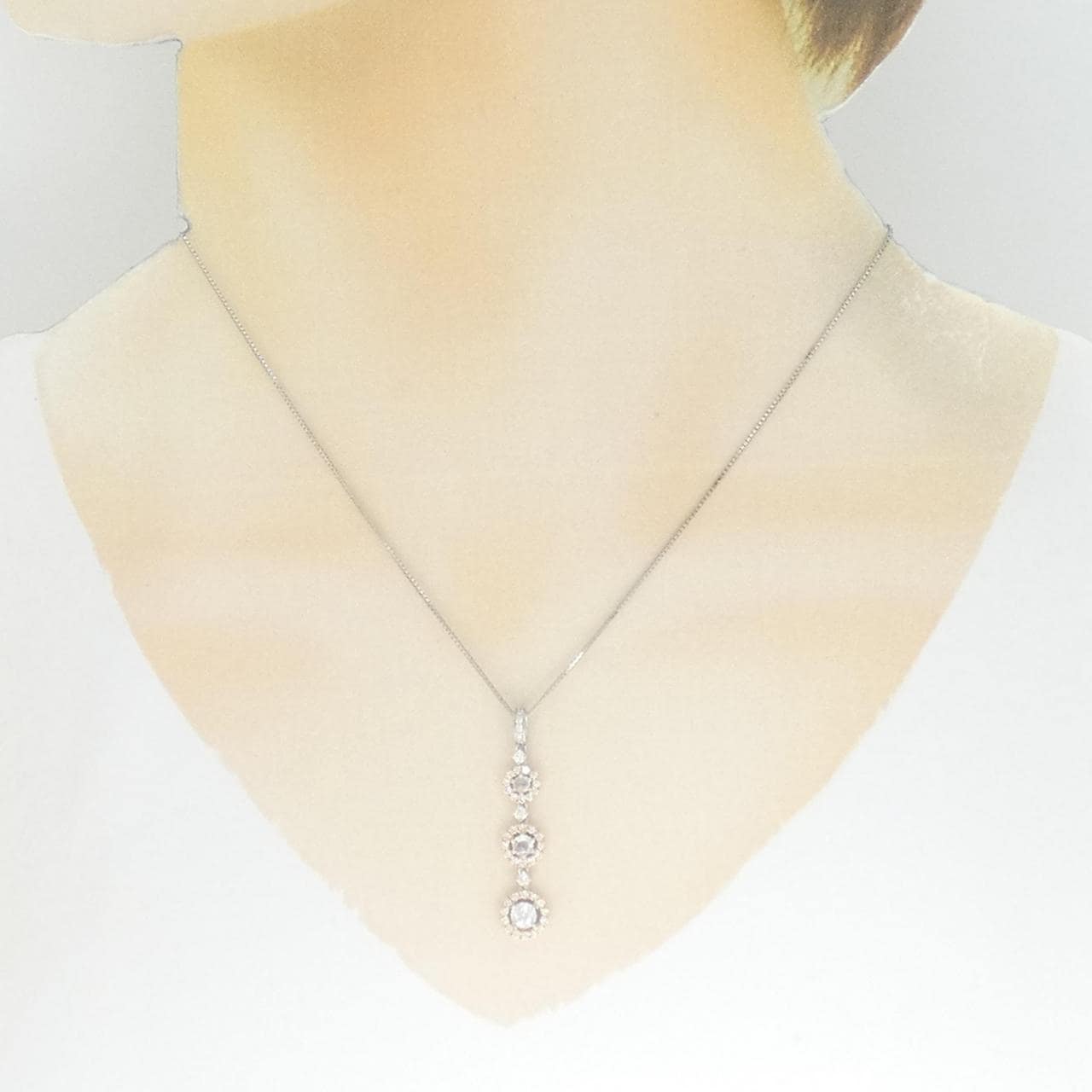 K18PG/PT950/PT850 ダイヤモンド ネックレス 0.25CT