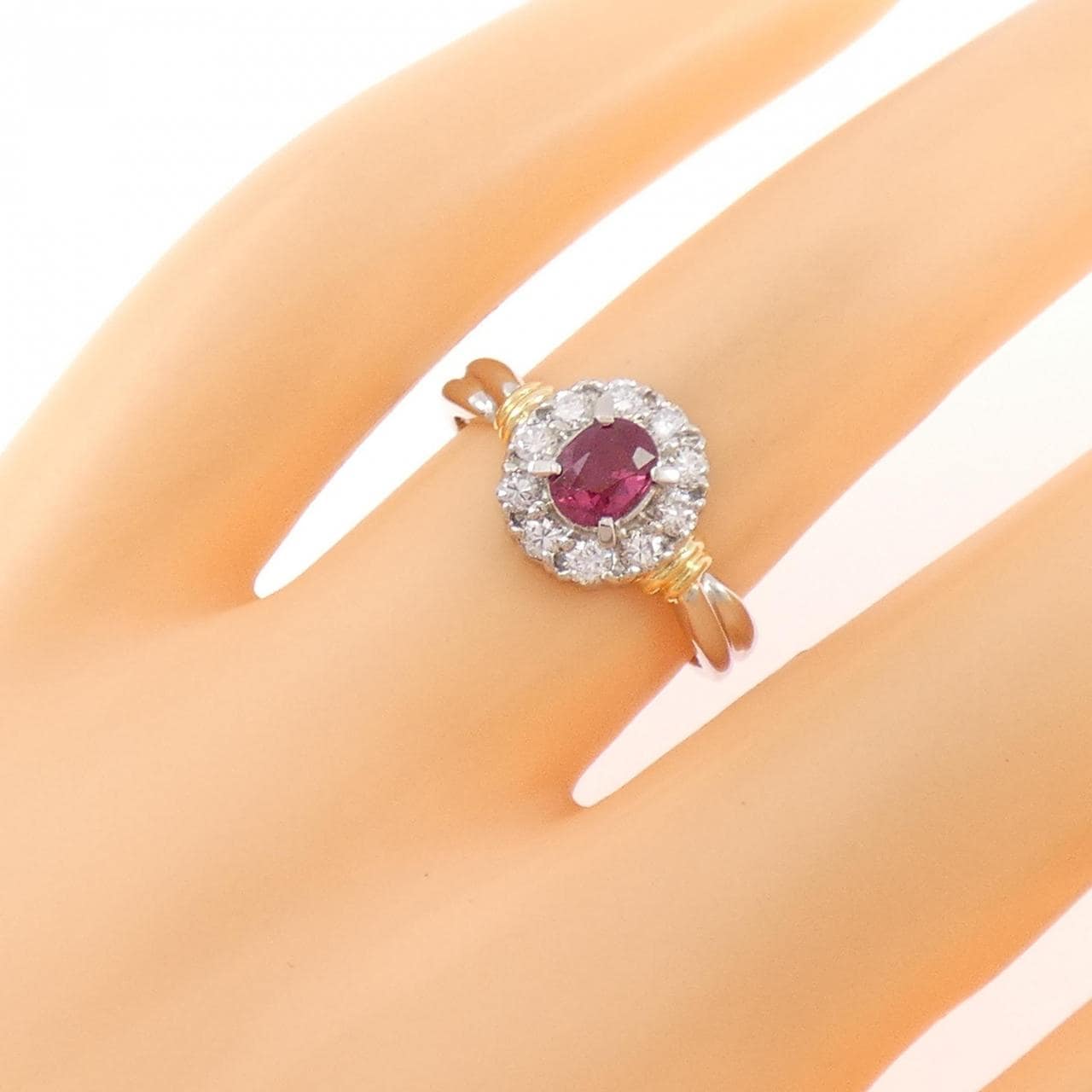 PT900/K18YG ルビー リング 0.52CT