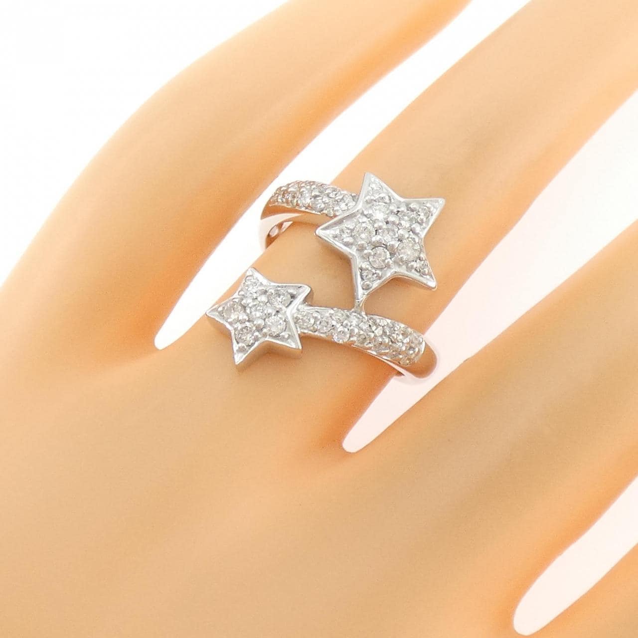 K18WG スター ダイヤモンド リング 0.55CT