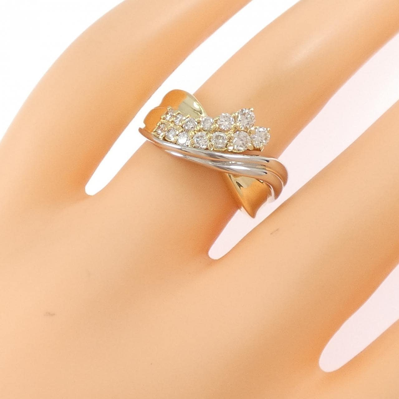 750YG/PT900 ダイヤモンド リング 0.50CT