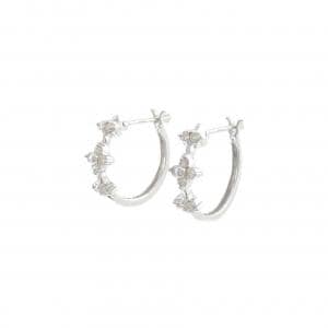 K18WG フラワー ダイヤモンド ピアス 0.20CT