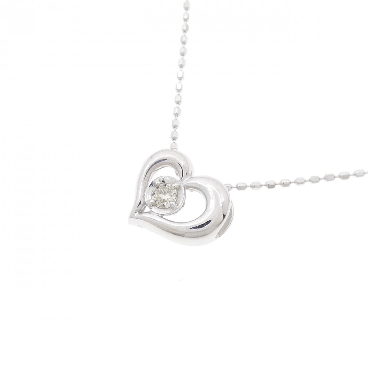 K18WG ハート ダイヤモンド ネックレス 0.05CT