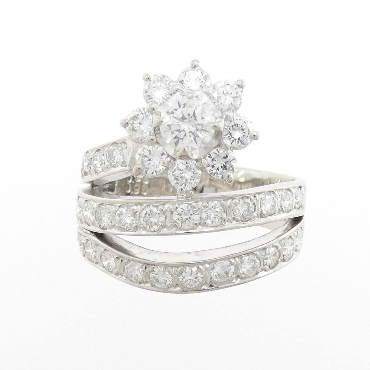 PT900 フラワー ダイヤモンド リング 0.32CT