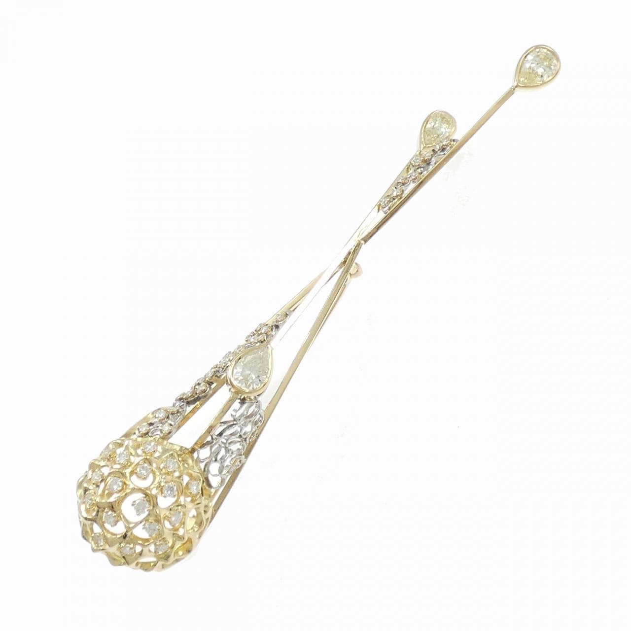 K18YG/K18WG钻石胸针 2.50克拉