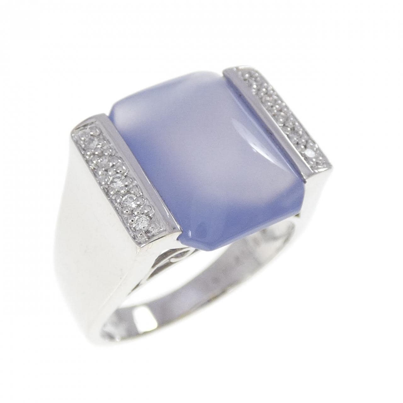 K18WG カルセドニー リング 7.04CT