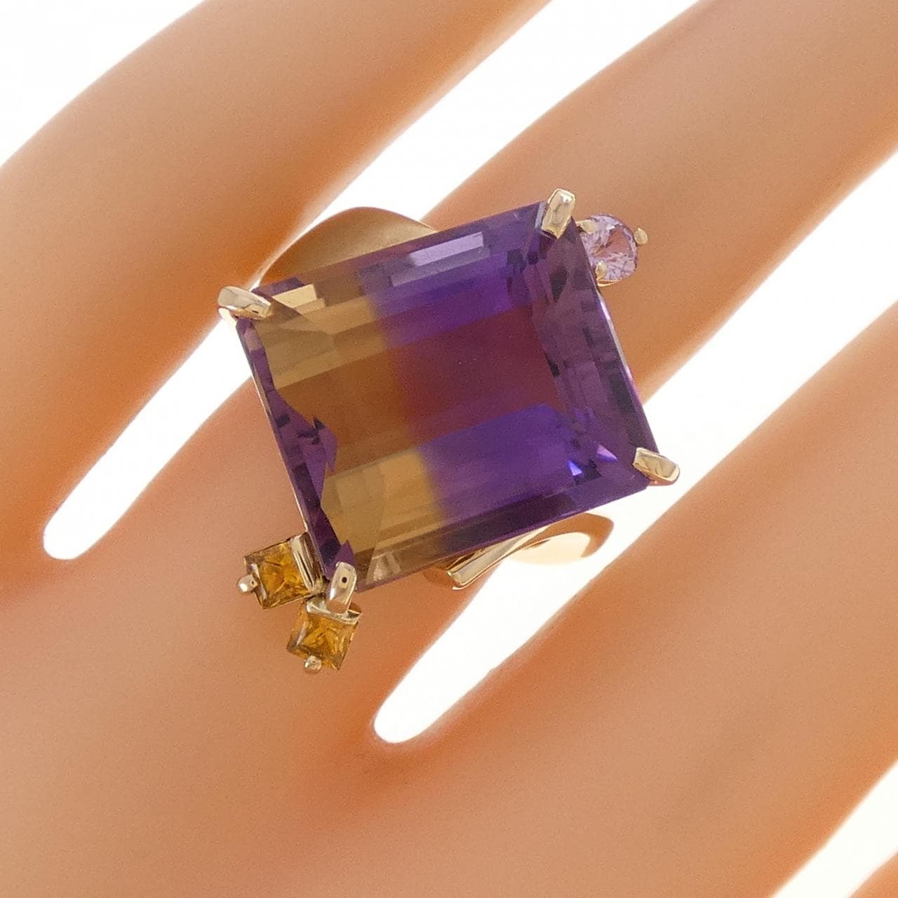K18YG アメトリン リング 13.66CT