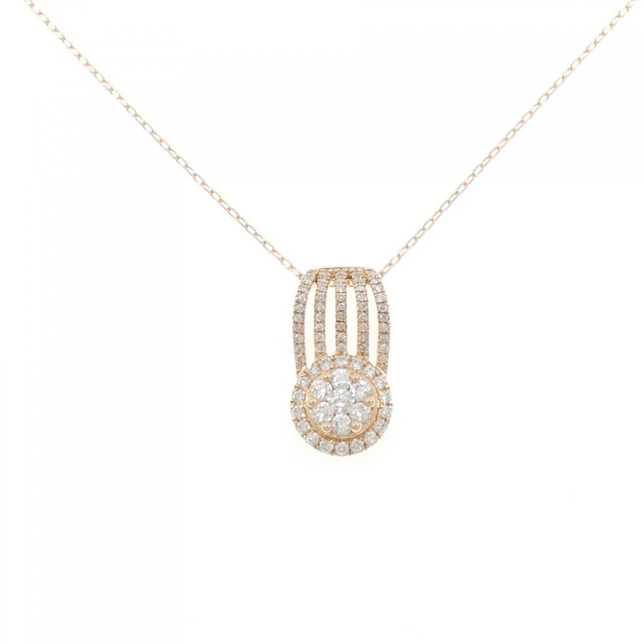 K18PG フラワー ダイヤモンド ネックレス 0.75CT