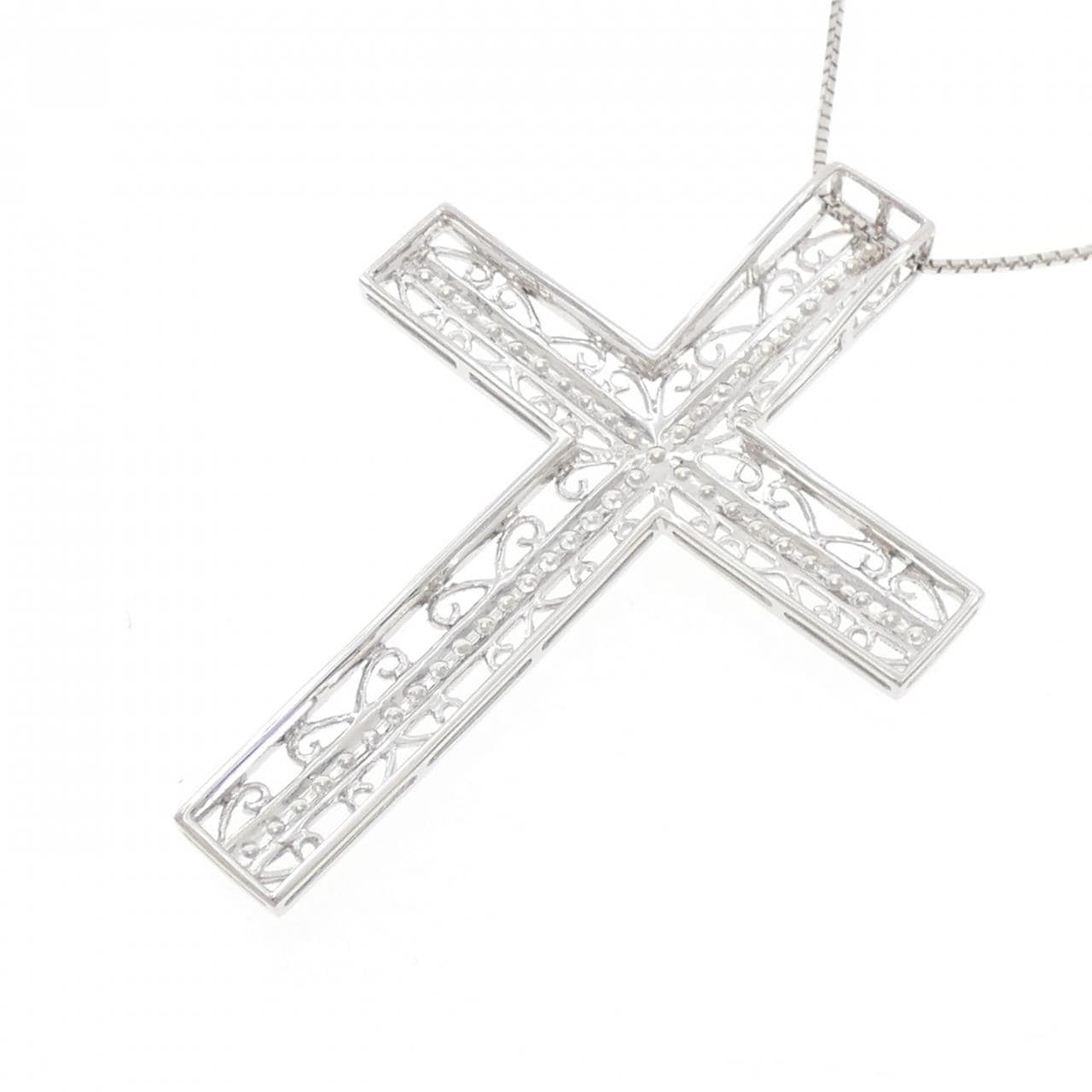 K18WG クロス ダイヤモンド ネックレス 0.92CT