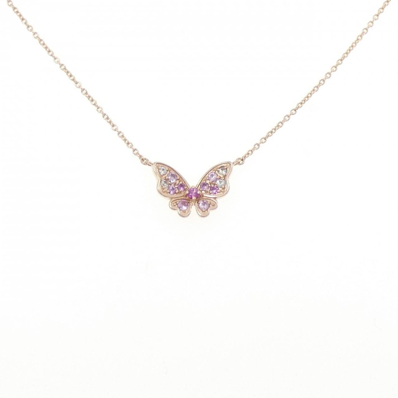 K10PG バタフライ サファイヤ ネックレス 0.12CT