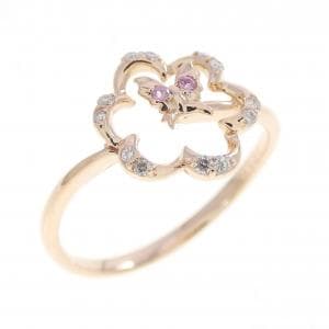 K10PG フラワー×バタフライ サファイヤ リング 0.01CT