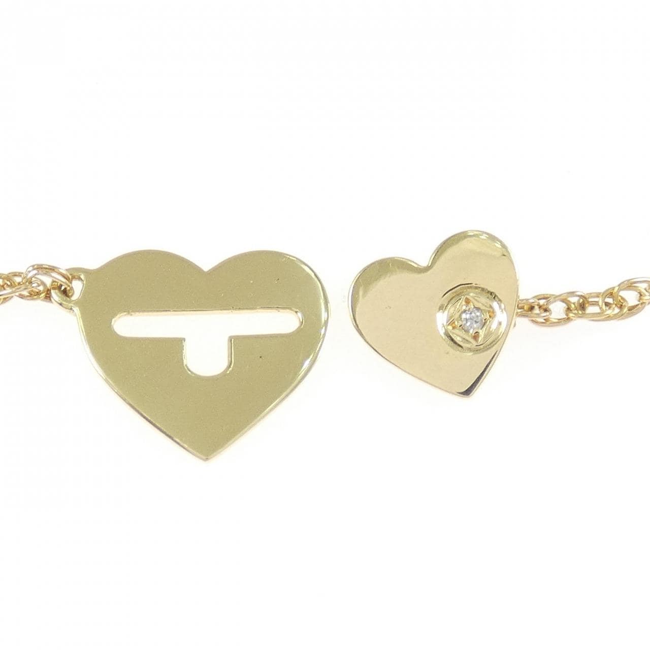 K18YG ハート ダイヤモンド ブレスレット