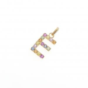 【新品】K18YG イニシャルE サファイヤ ペンダント 0.24CT