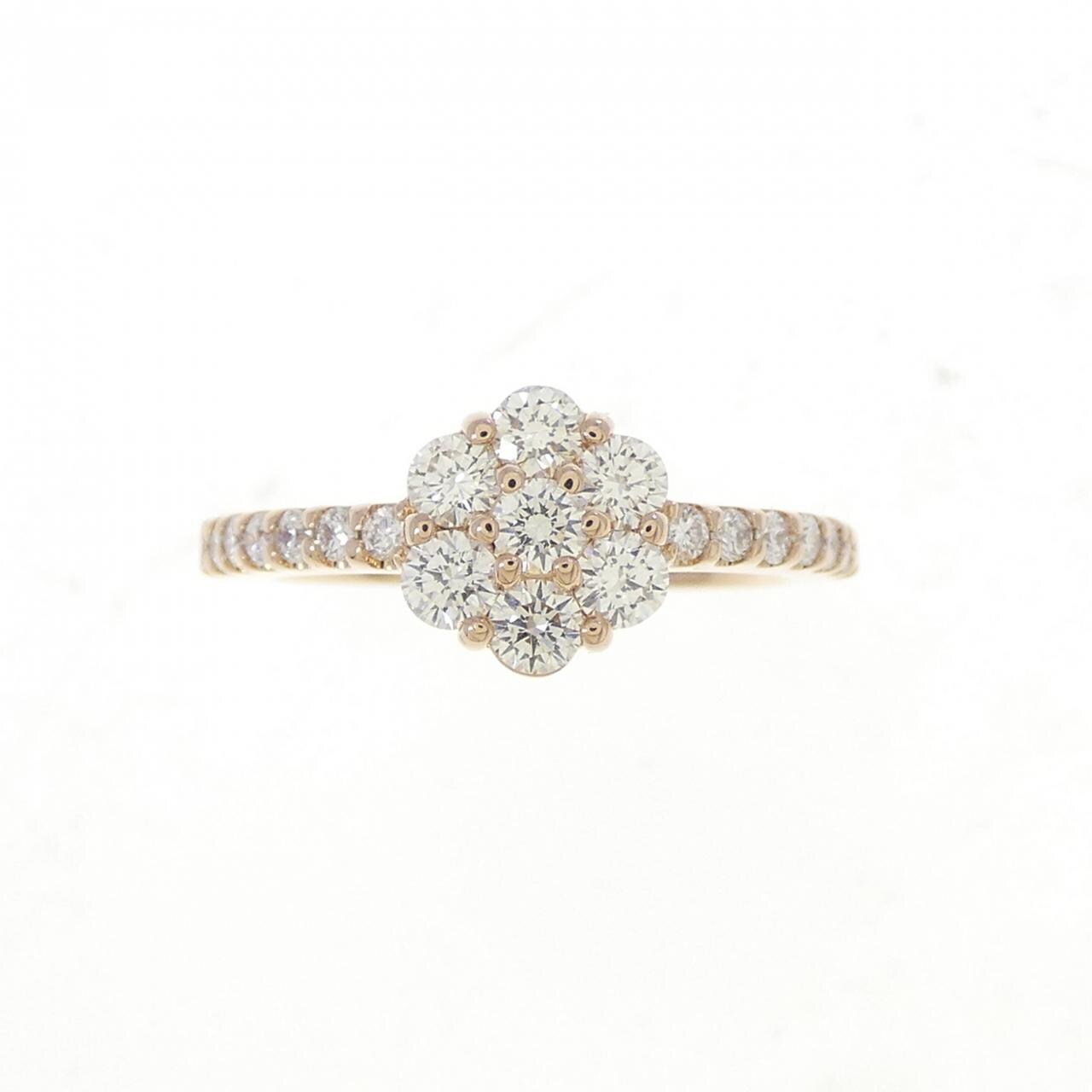 K18PG フラワー ダイヤモンド ピンキーリング 0.35CT