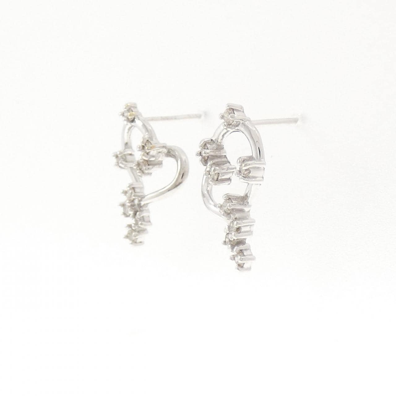 K18WG ハート ダイヤモンド ピアス 0.20CT