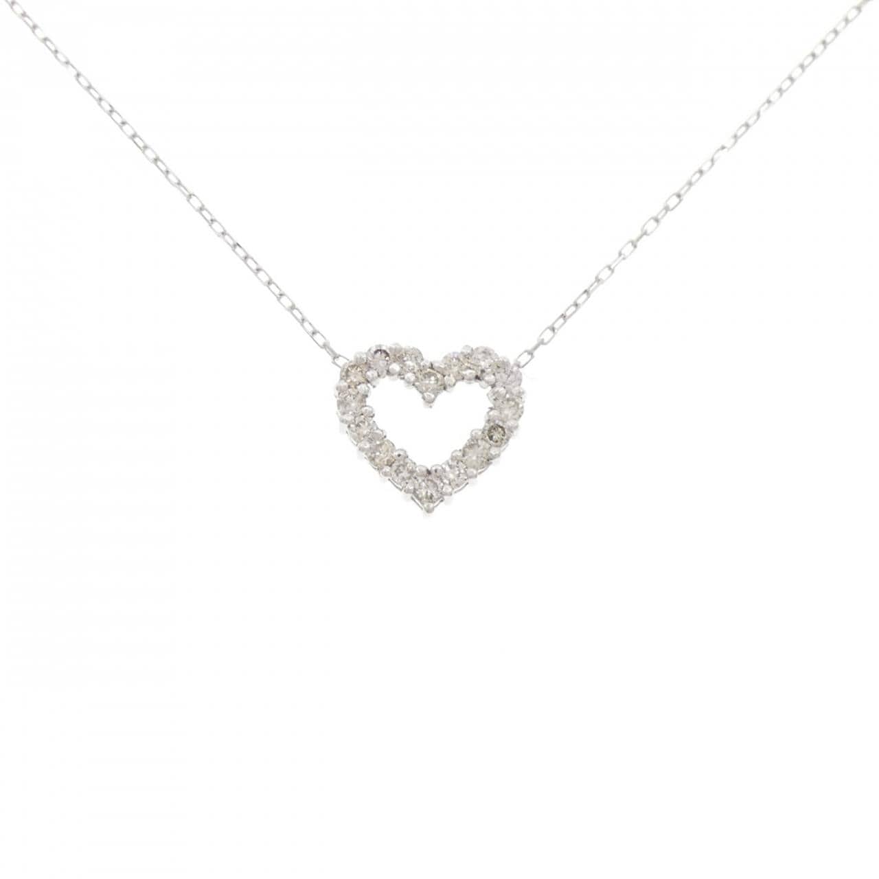 K10WG ハート ダイヤモンド ネックレス 0.30CT
